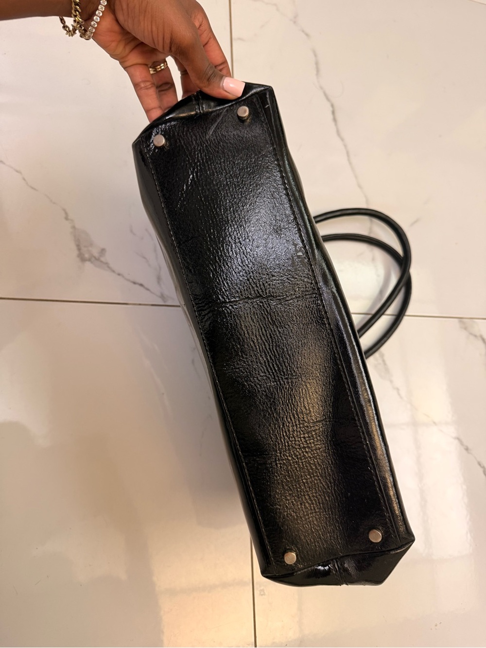 kate spade Blue and Black Patent Leather Two-Tone Tote - Picture 7 of 10
